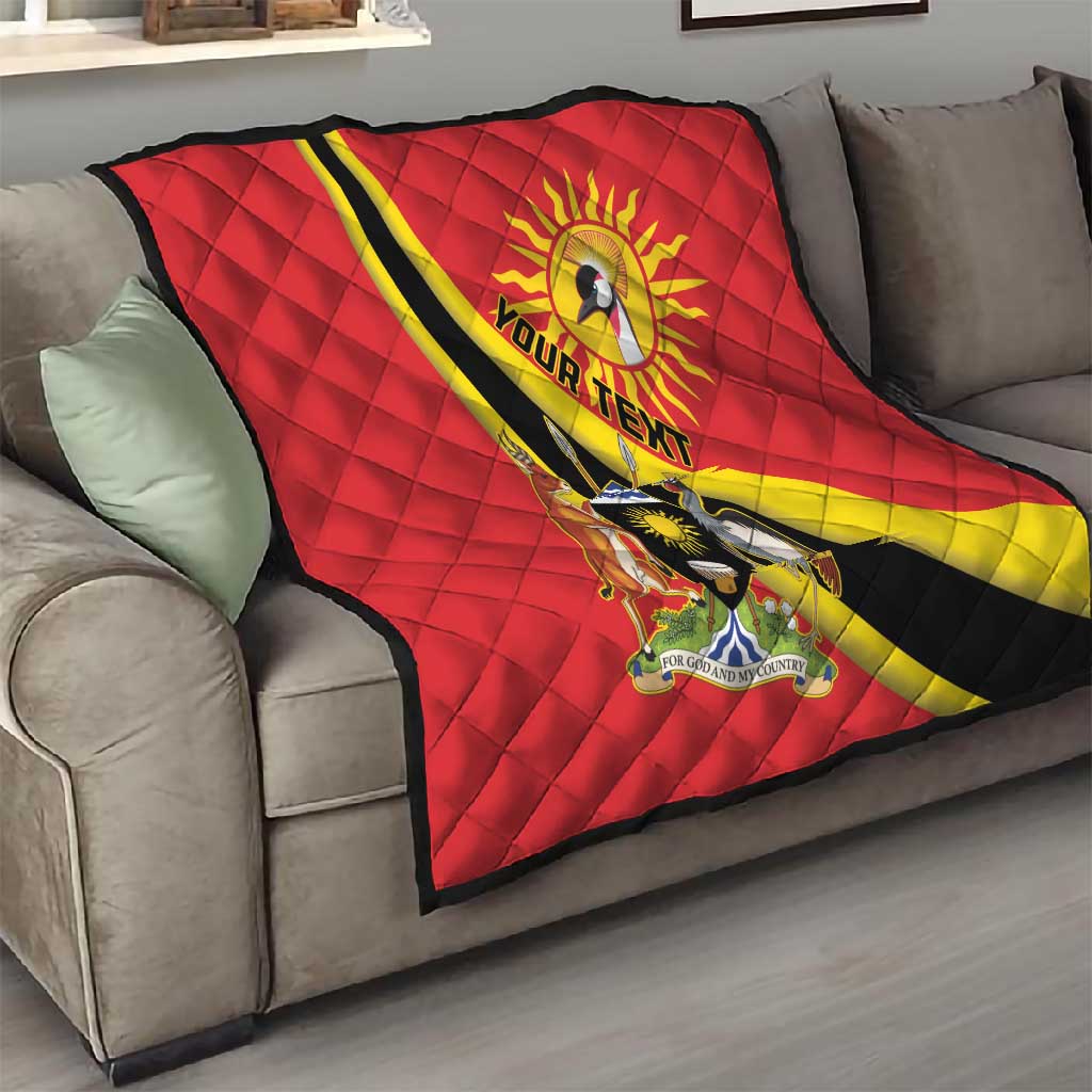 Personalised Afro Uganda Quilt Black Crowned Crane With Coat Of Arms LT15