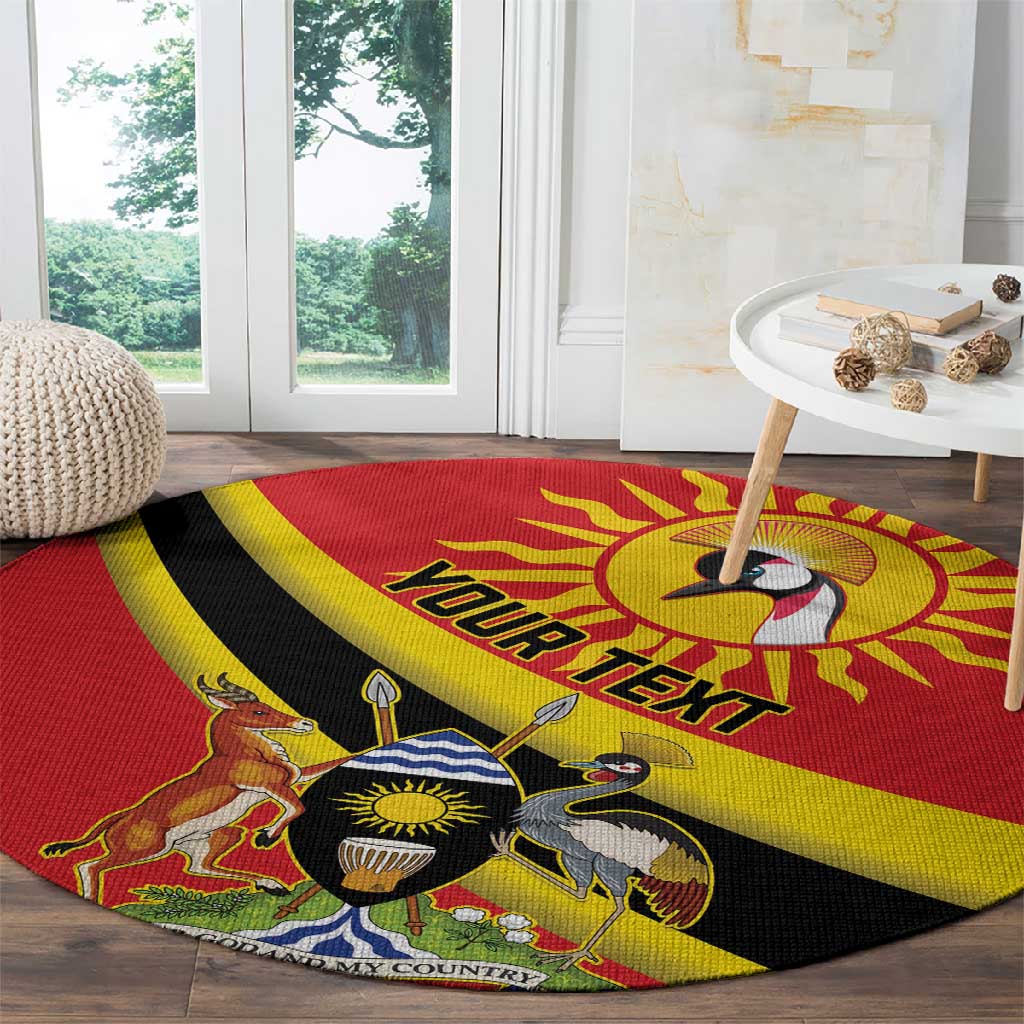 Personalised Afro Uganda Round Carpet Black Crowned Crane With Coat Of Arms LT15