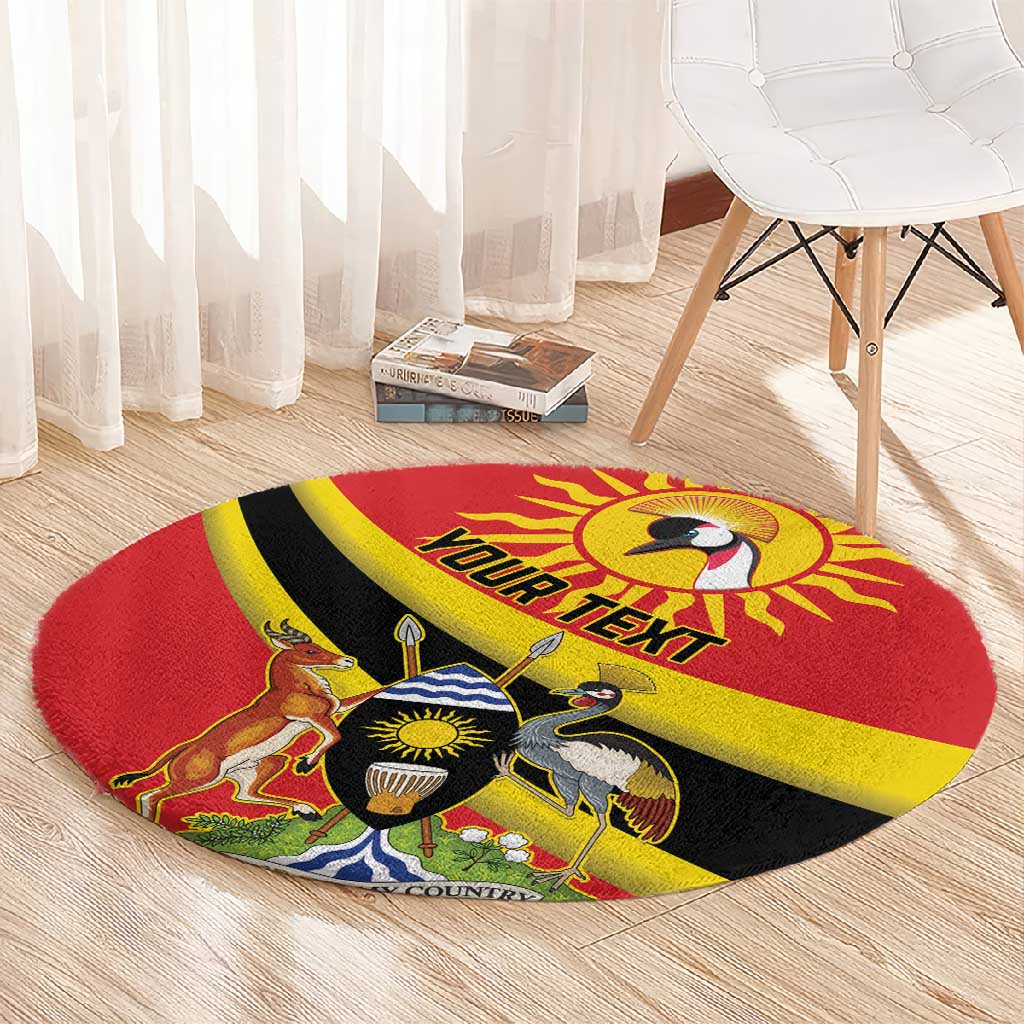 Personalised Afro Uganda Round Carpet Black Crowned Crane With Coat Of Arms LT15