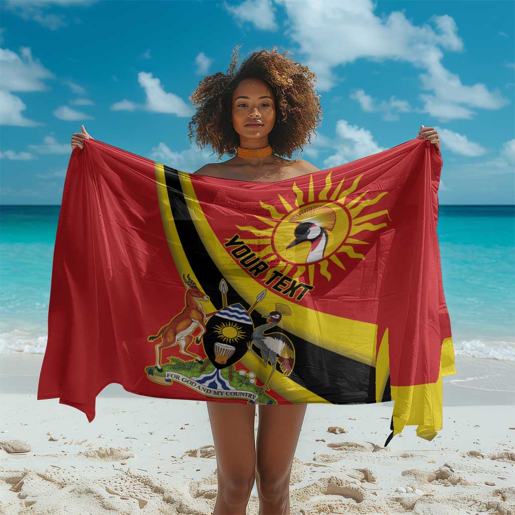 Personalised Afro Uganda Sarong Black Crowned Crane With Coat Of Arms LT15