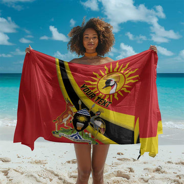 Personalised Afro Uganda Sarong Black Crowned Crane With Coat Of Arms LT15