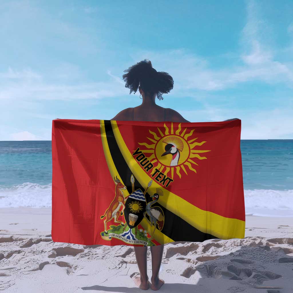 Personalised Afro Uganda Sarong Black Crowned Crane With Coat Of Arms LT15