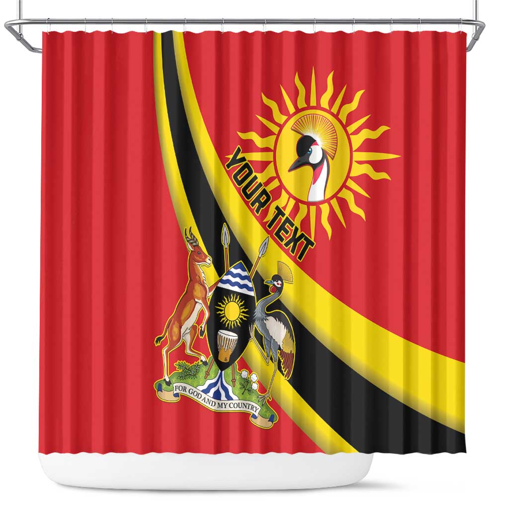 Personalized Uganda Shower Curtain Black Crowned Crane With Coat Of Arms LT15