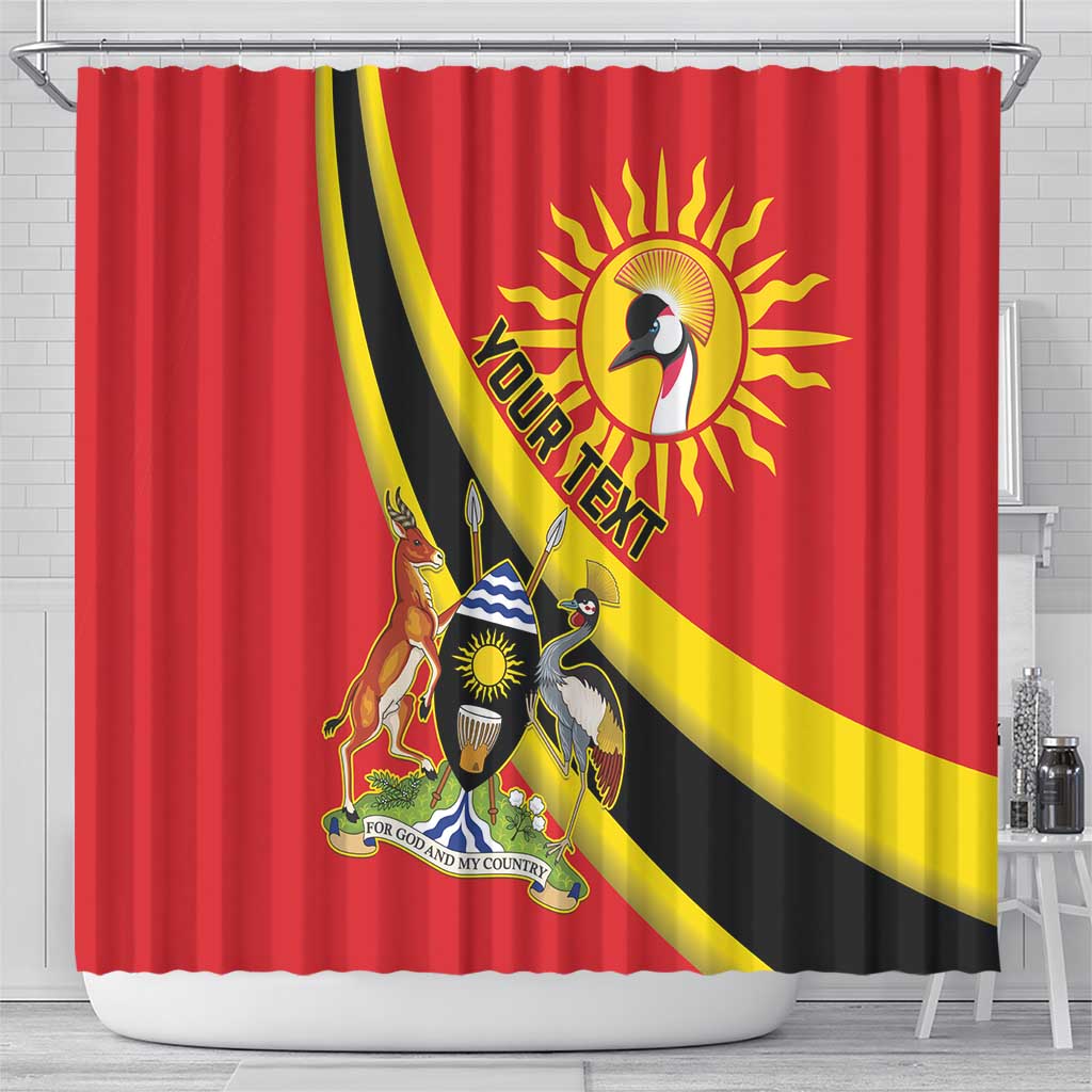 Personalized Uganda Shower Curtain Black Crowned Crane With Coat Of Arms LT15