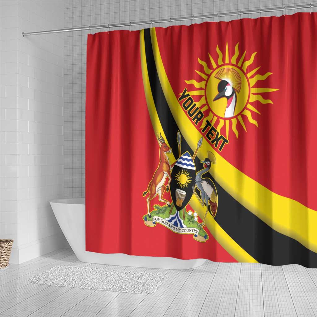 Personalized Uganda Shower Curtain Black Crowned Crane With Coat Of Arms LT15