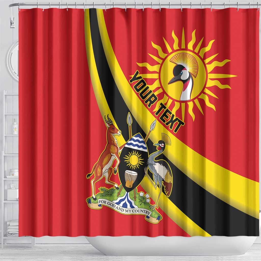 Personalized Uganda Shower Curtain Black Crowned Crane With Coat Of Arms LT15