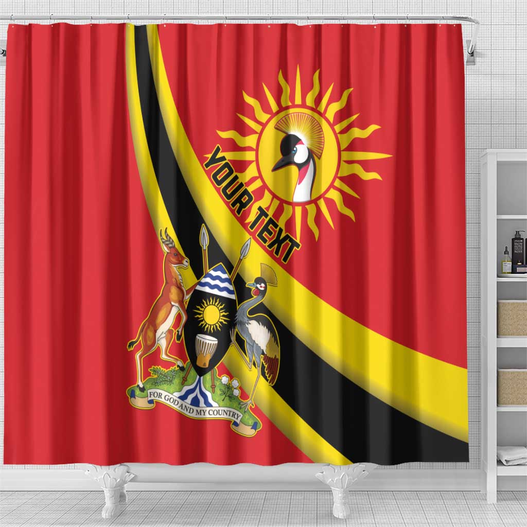 Personalized Uganda Shower Curtain Black Crowned Crane With Coat Of Arms LT15