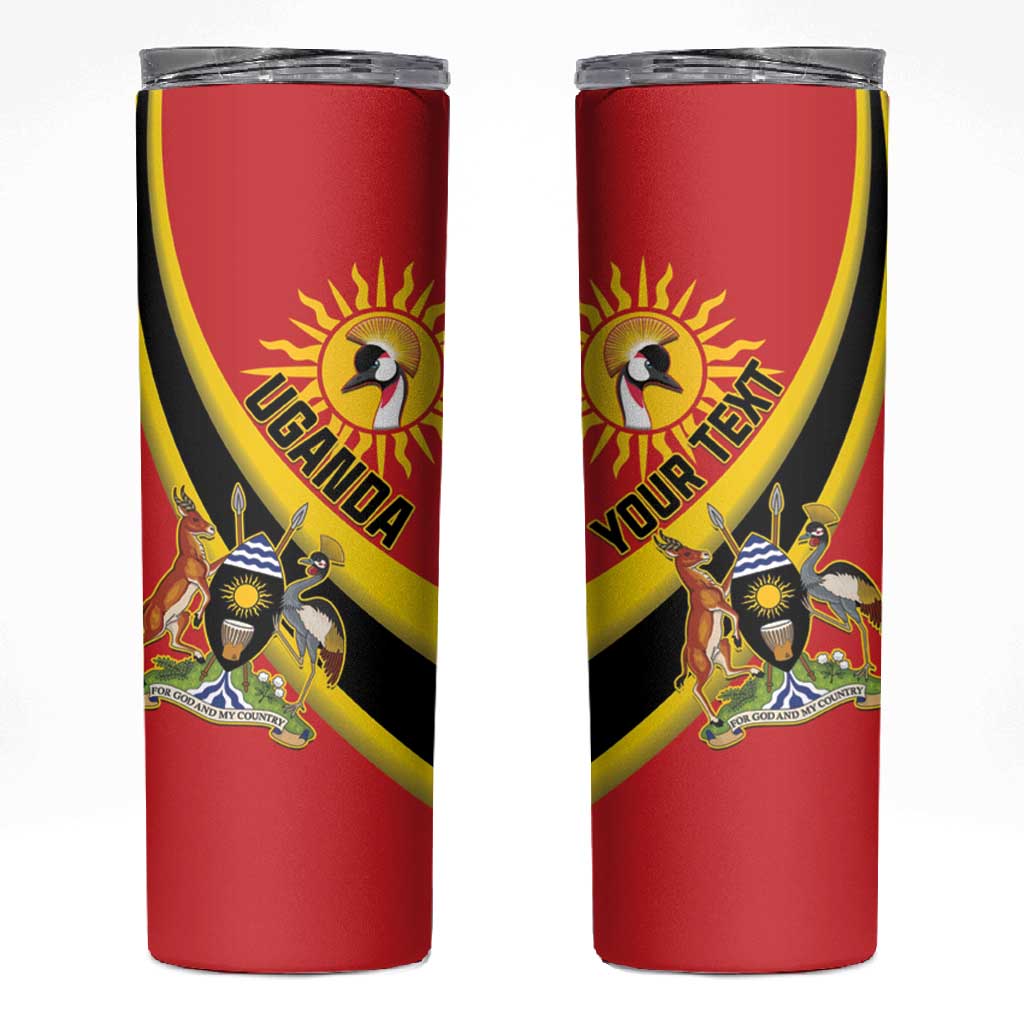 Personalised Afro Uganda Skinny Tumbler Black Crowned Crane With Coat Of Arms LT15