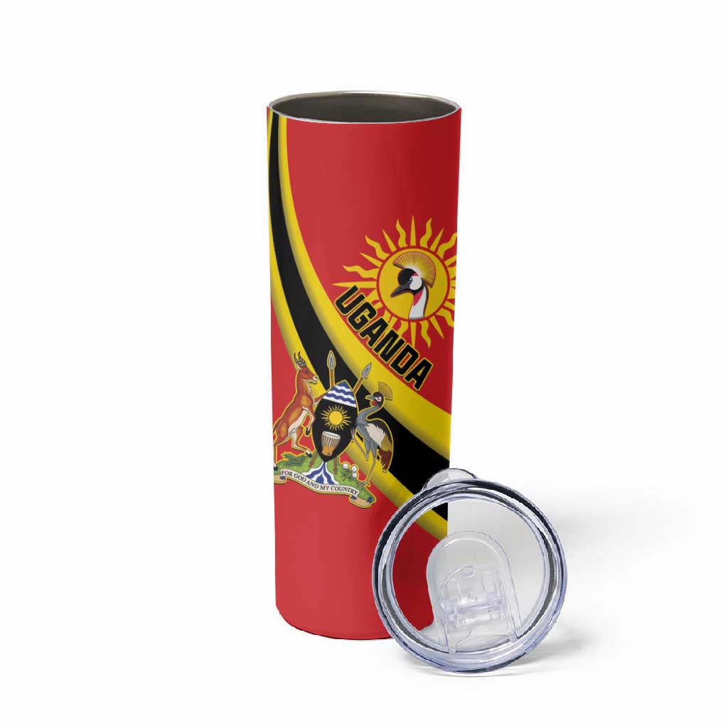 Personalised Afro Uganda Skinny Tumbler Black Crowned Crane With Coat Of Arms LT15