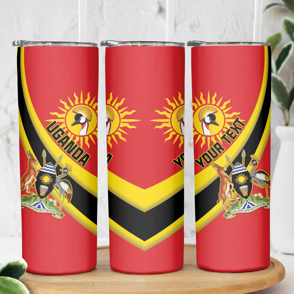 Personalised Afro Uganda Skinny Tumbler Black Crowned Crane With Coat Of Arms LT15