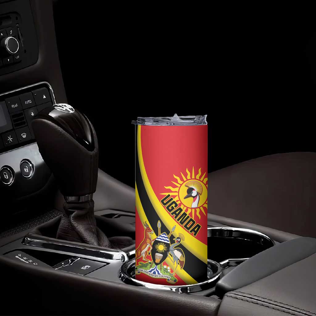 Personalised Afro Uganda Skinny Tumbler Black Crowned Crane With Coat Of Arms LT15
