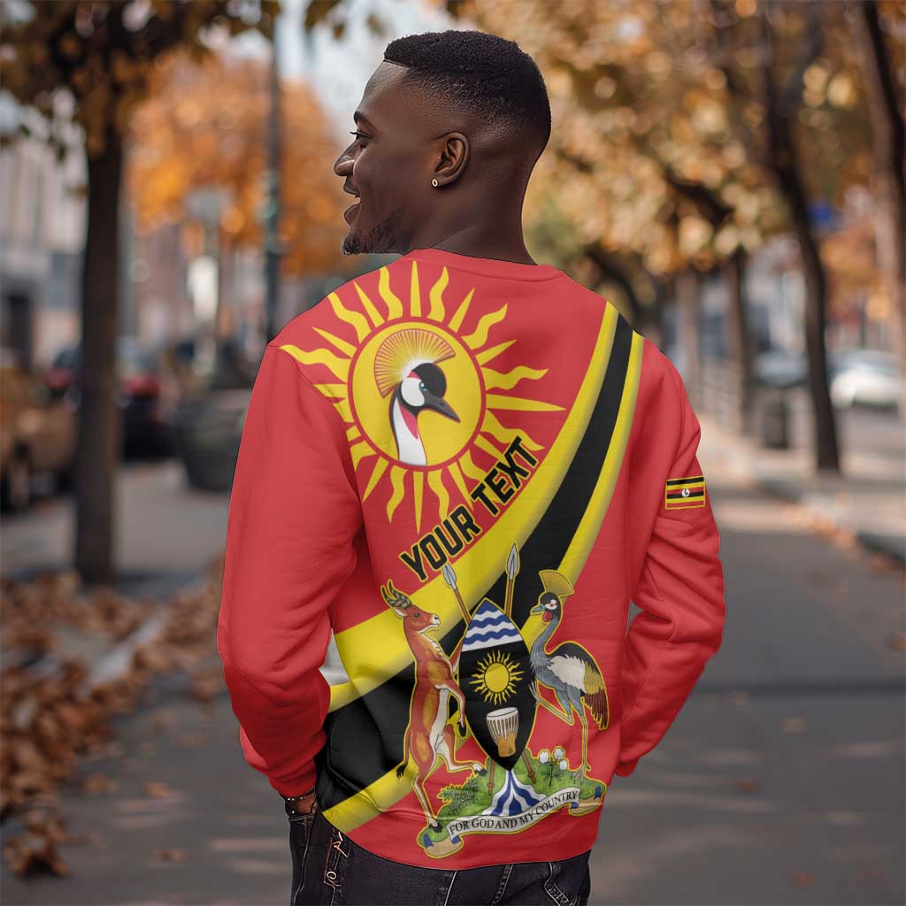 Personalised Afro Uganda Sweatshirt Black Crowned Crane With Coat Of Arms LT15