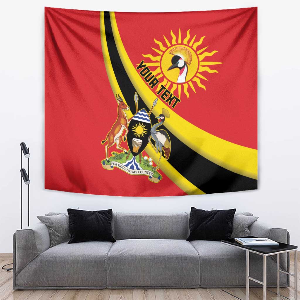 Personalised Afro Uganda Tapestry Black Crowned Crane With Coat Of Arms LT15