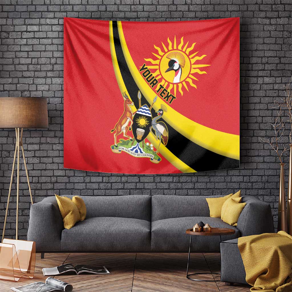 Personalised Afro Uganda Tapestry Black Crowned Crane With Coat Of Arms LT15