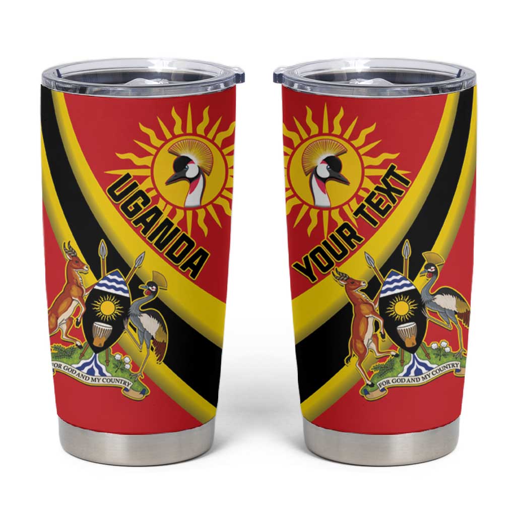 Personalised Afro Uganda Tumbler Cup Black Crowned Crane With Coat Of Arms LT15