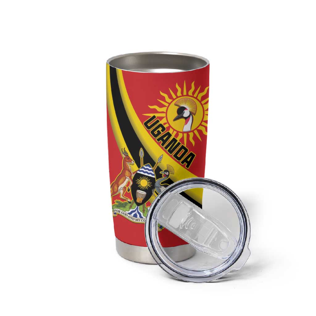 Personalised Afro Uganda Tumbler Cup Black Crowned Crane With Coat Of Arms LT15