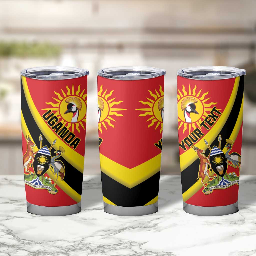 Personalised Afro Uganda Tumbler Cup Black Crowned Crane With Coat Of Arms LT15