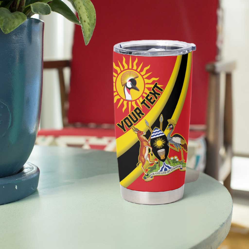 Personalised Afro Uganda Tumbler Cup Black Crowned Crane With Coat Of Arms LT15