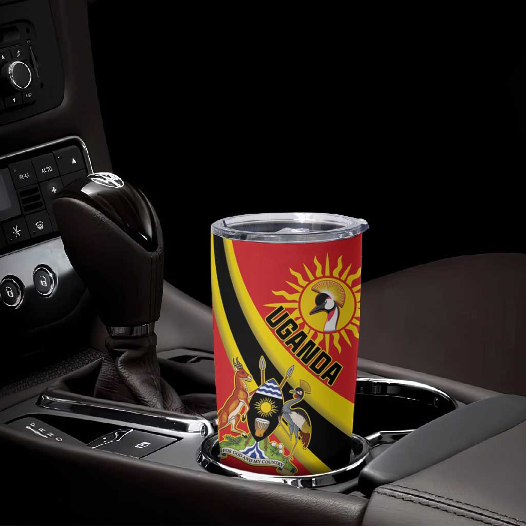 Personalised Afro Uganda Tumbler Cup Black Crowned Crane With Coat Of Arms LT15