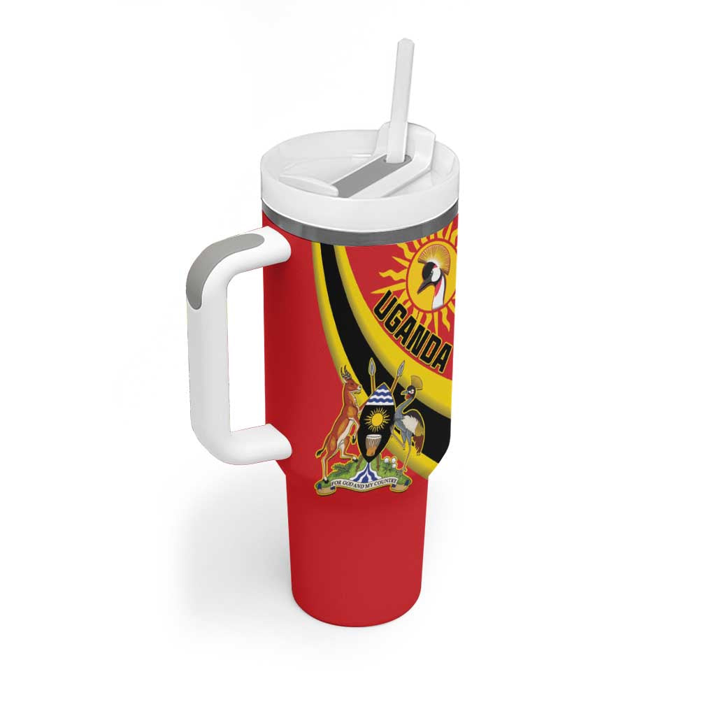 Personalised Afro Uganda Tumbler With Handle Black Crowned Crane With Coat Of Arms LT15