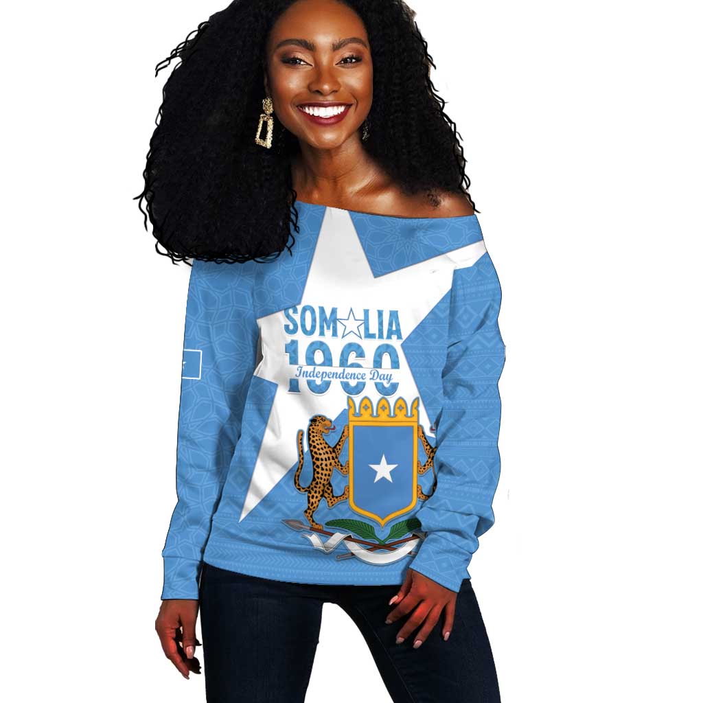 Personalized Somalis Independence Day Off Shoulder Sweater Soomaaliya Arise Somalis! LT15
