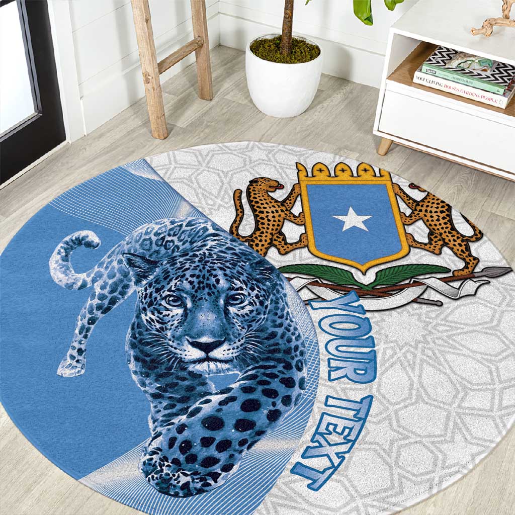Coat of arms of Soomaaliya Round Carpet Leopard Skin mix Islamic Pattern LT15