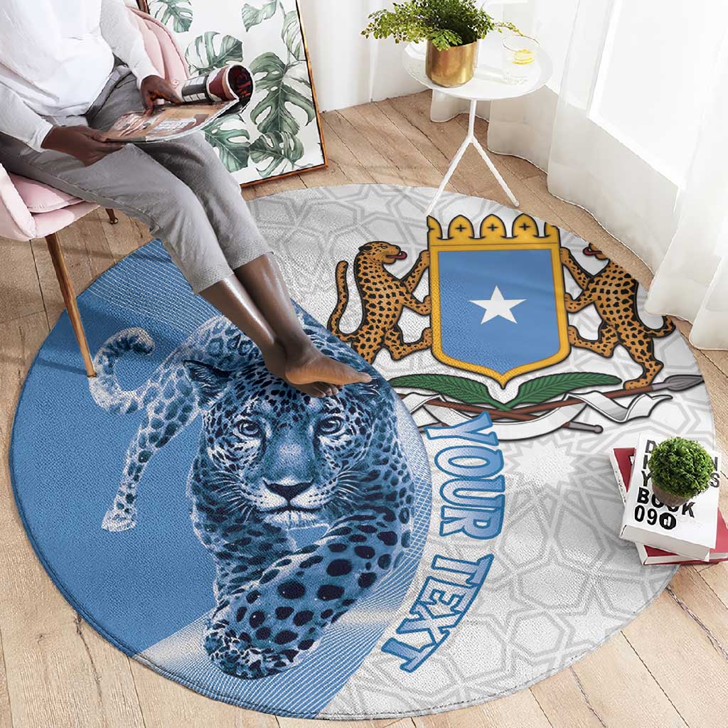 Coat of arms of Soomaaliya Round Carpet Leopard Skin mix Islamic Pattern LT15