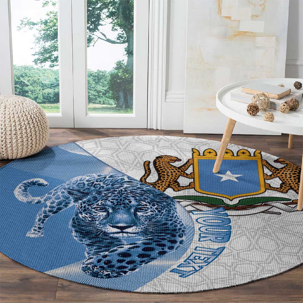 Coat of arms of Soomaaliya Round Carpet Leopard Skin mix Islamic Pattern LT15