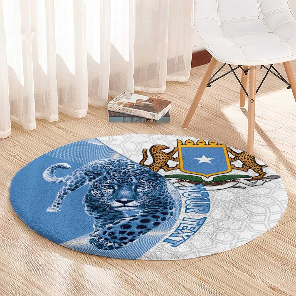 Coat of arms of Soomaaliya Round Carpet Leopard Skin mix Islamic Pattern LT15