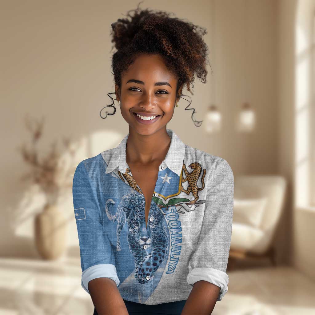 Coat of arms of Soomaaliya Women Casual Shirt Leopard Skin mix Islamic Pattern LT15