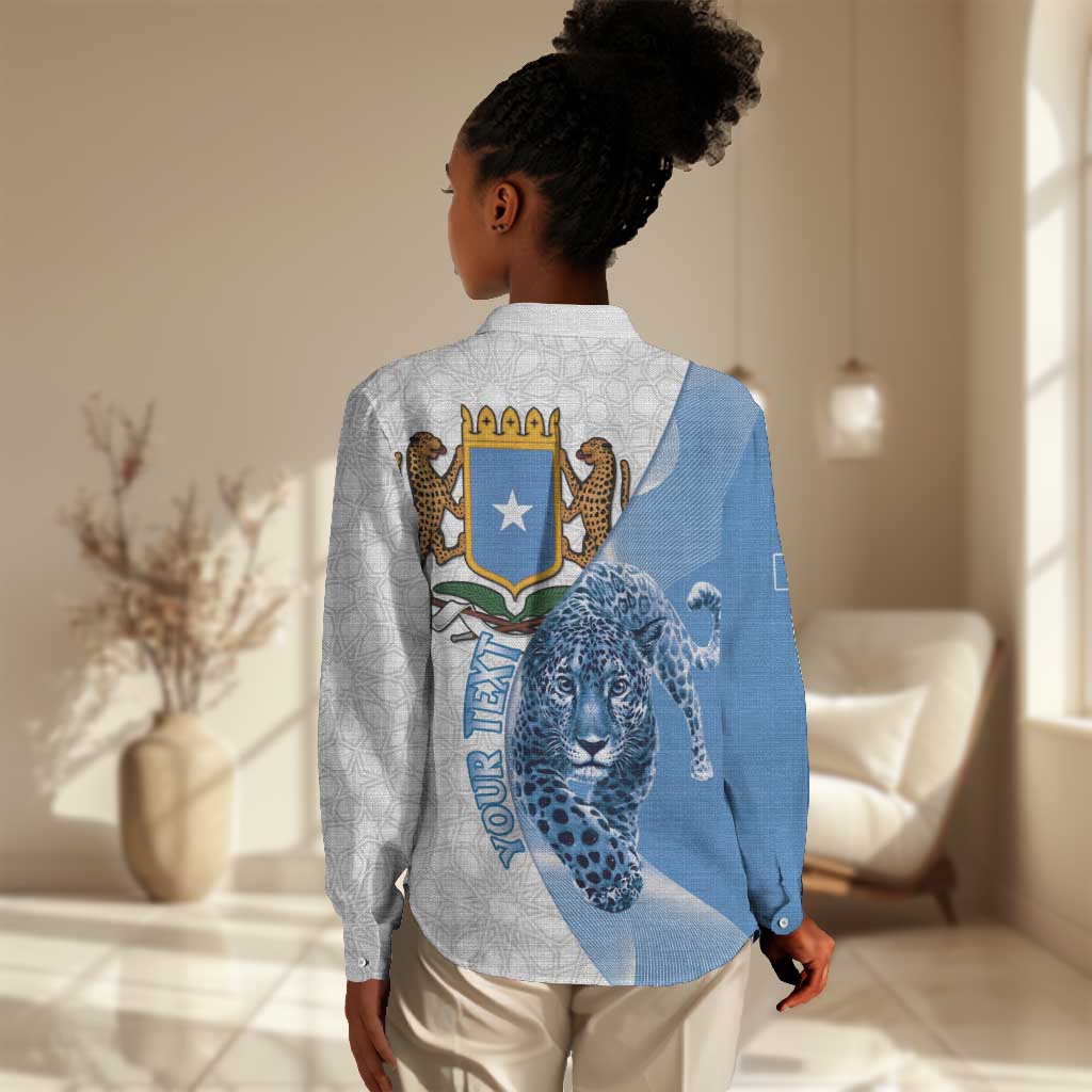 Coat of arms of Soomaaliya Women Casual Shirt Leopard Skin mix Islamic Pattern LT15