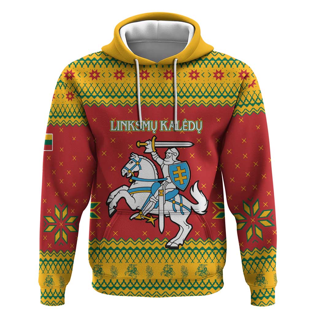 Lithuania Christmas Hoodie Coat Of Arms Linksmu Kaledu LT15