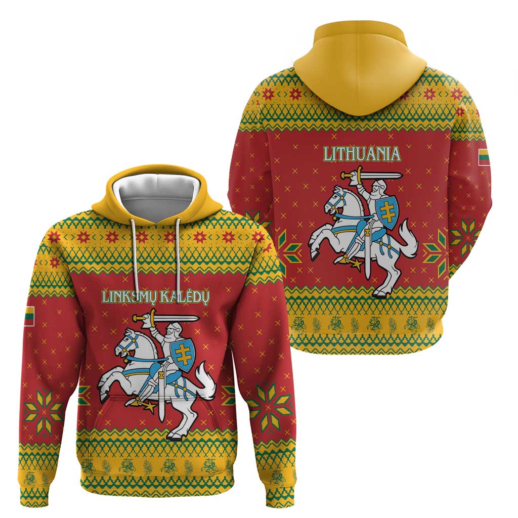 Lithuania Christmas Hoodie Coat Of Arms Linksmu Kaledu LT15