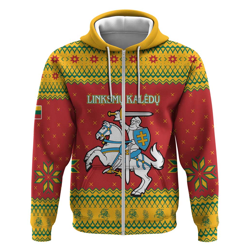 Lithuania Christmas Hoodie Coat Of Arms Linksmu Kaledu LT15