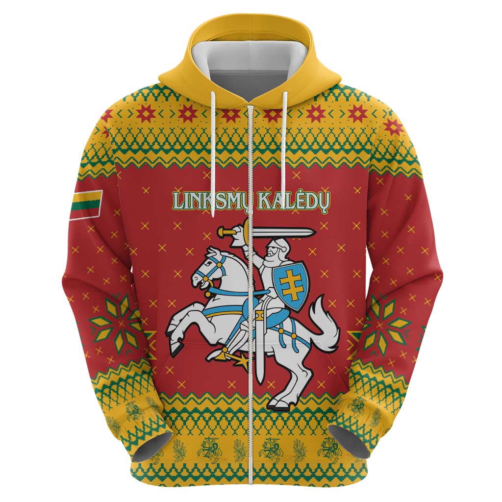 Lithuania Christmas Hoodie Coat Of Arms Linksmu Kaledu LT15