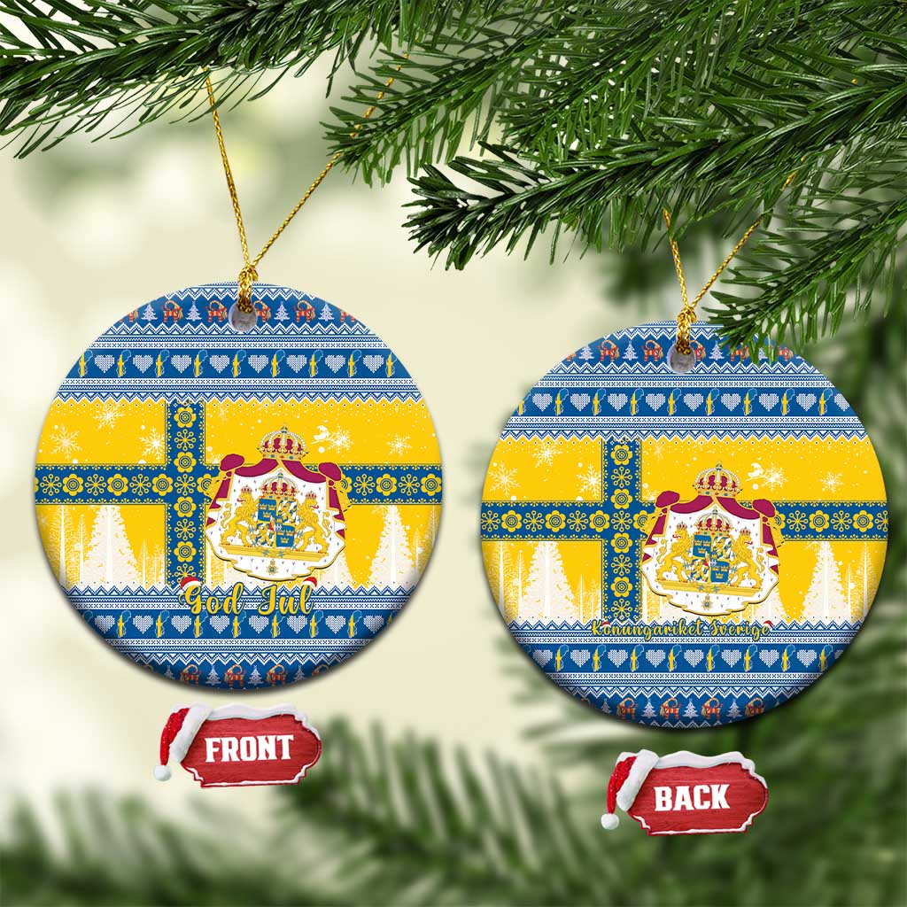 Sweden Christmas Ceramic Ornament Coat Of Arms - Scandinavian Pattern LT15