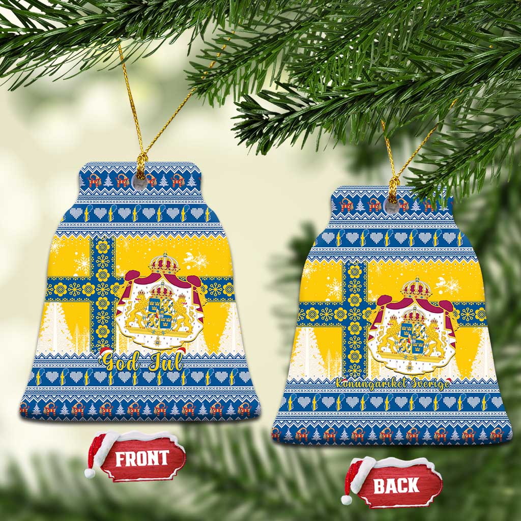 Sweden Christmas Ceramic Ornament Coat Of Arms - Scandinavian Pattern LT15