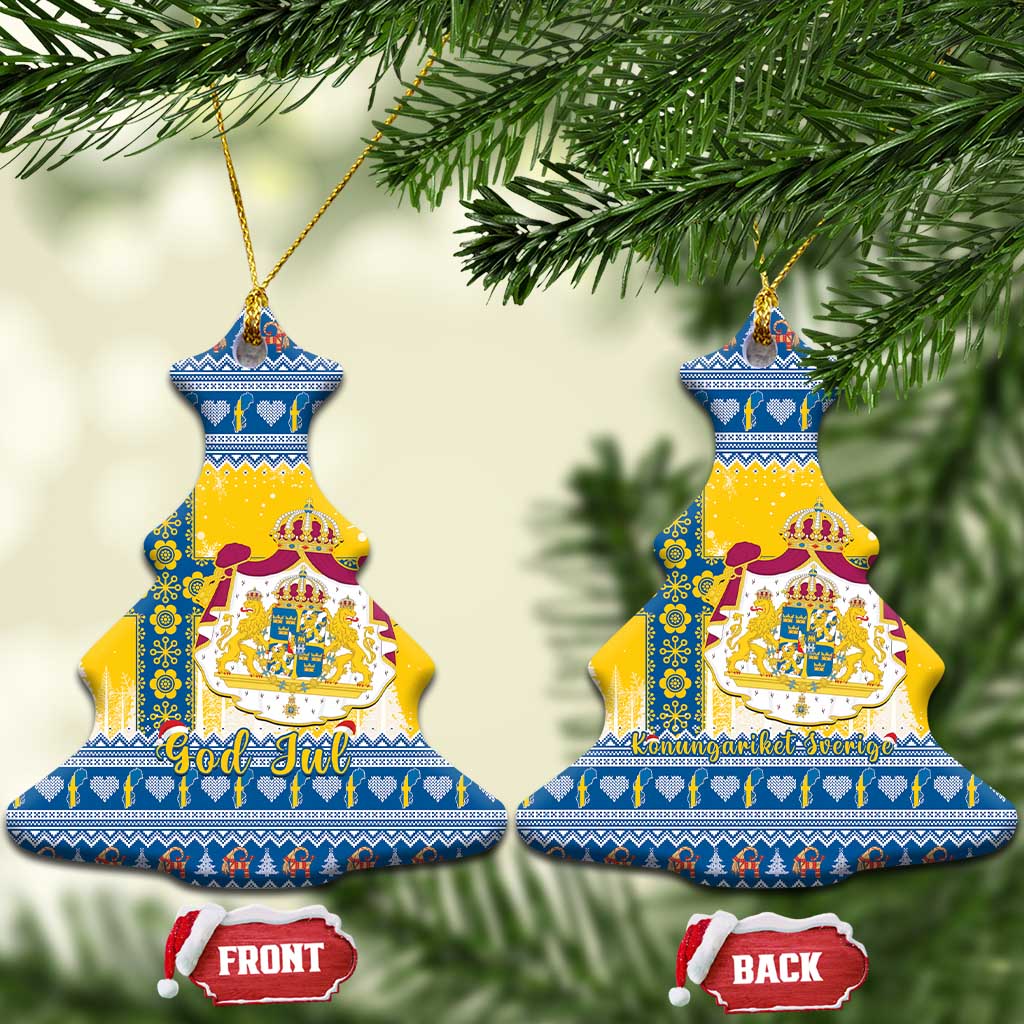 Sweden Christmas Ceramic Ornament Coat Of Arms - Scandinavian Pattern LT15