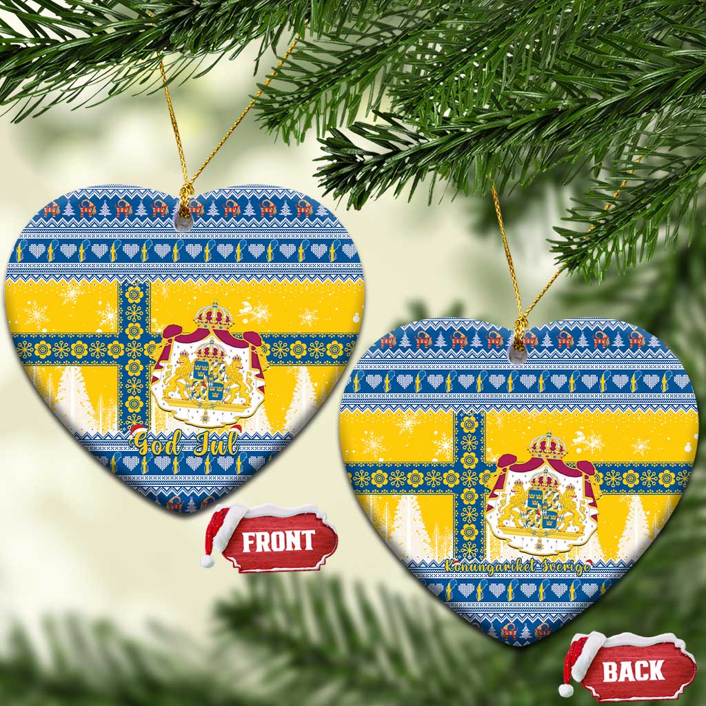 Sweden Christmas Ceramic Ornament Coat Of Arms - Scandinavian Pattern LT15