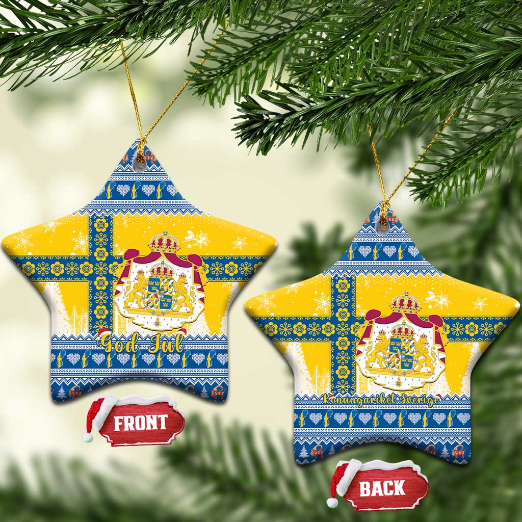 Sweden Christmas Ceramic Ornament Coat Of Arms - Scandinavian Pattern LT15