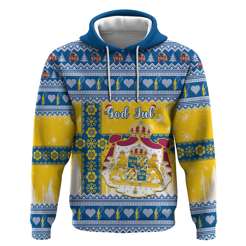 Sweden Christmas Hoodie Coat Of Arms - Scandinavian Pattern LT15