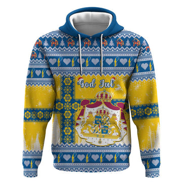 Sweden Christmas Hoodie Coat Of Arms - Scandinavian Pattern LT15