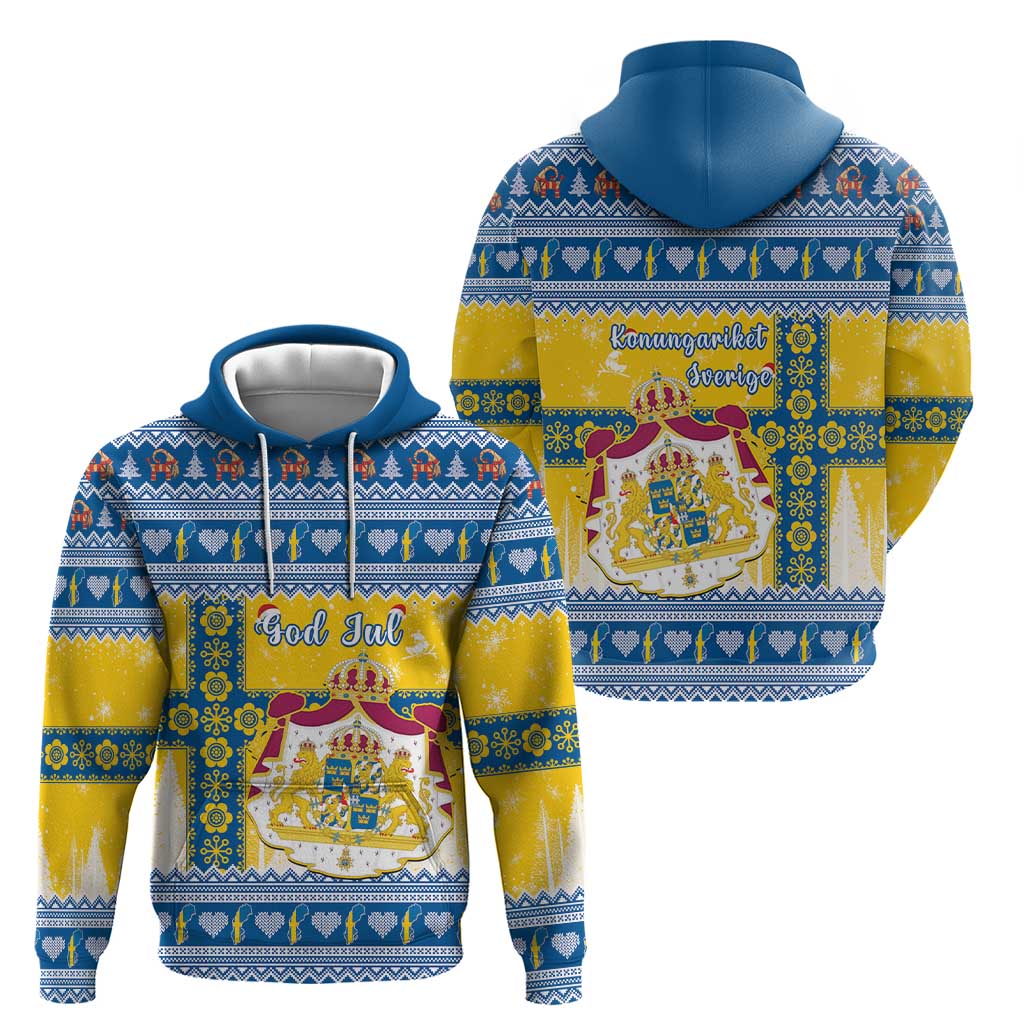 Sweden Christmas Hoodie Coat Of Arms - Scandinavian Pattern LT15