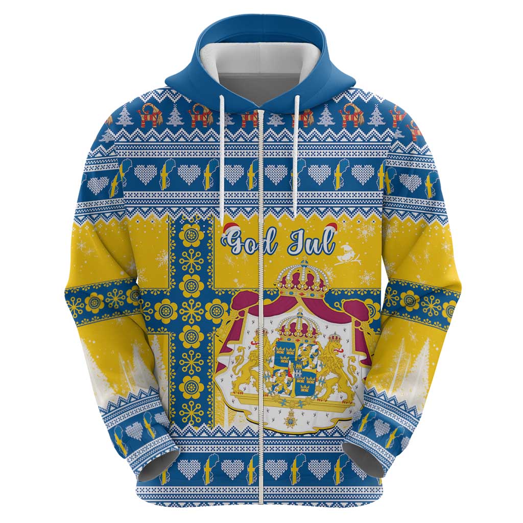 Sweden Christmas Hoodie Coat Of Arms - Scandinavian Pattern LT15