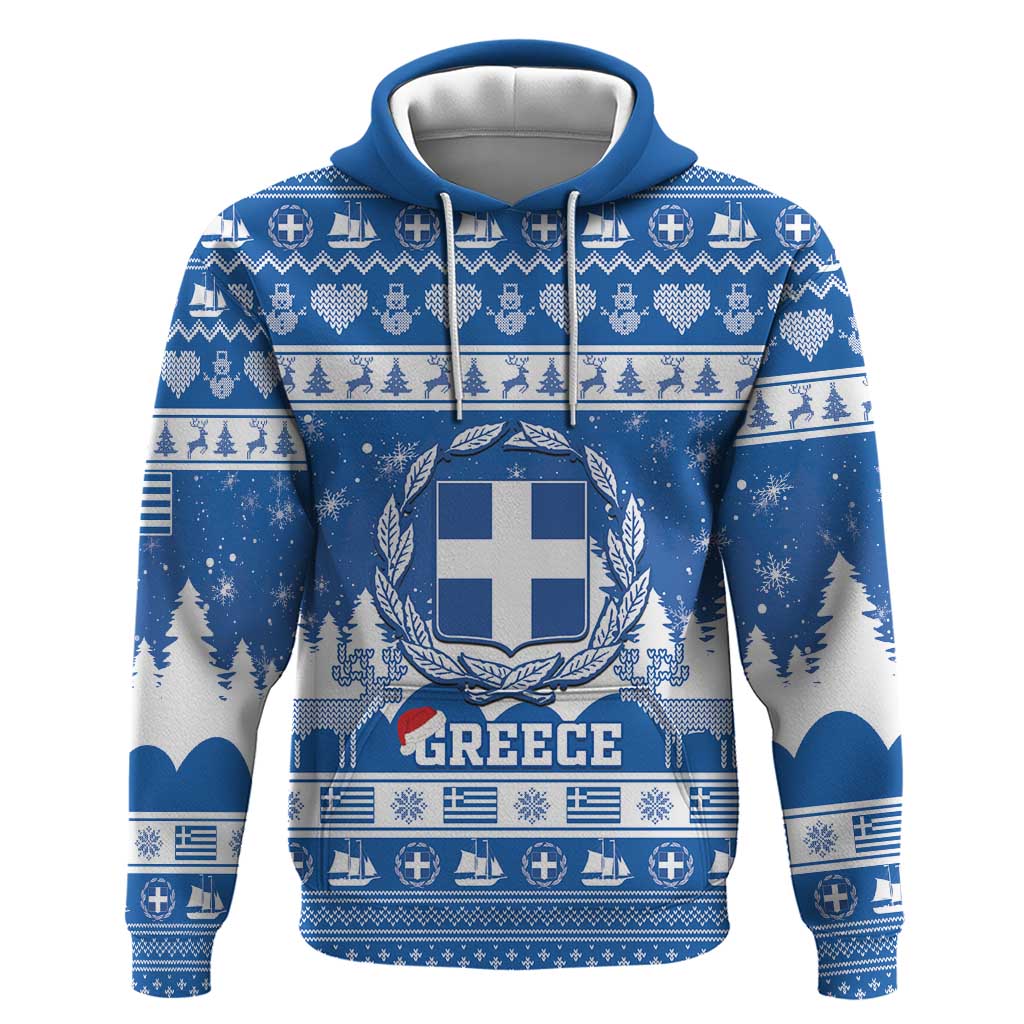 Greece Christmas Hoodie Coat Of Arms Kala Cristouyenna LT15