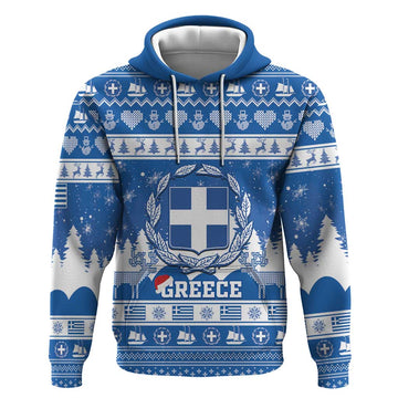 Greece Christmas Hoodie Coat Of Arms Kala Cristouyenna LT15