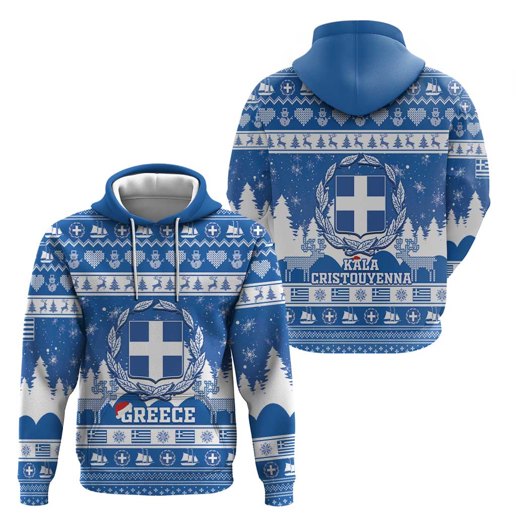 Greece Christmas Hoodie Coat Of Arms Kala Cristouyenna LT15