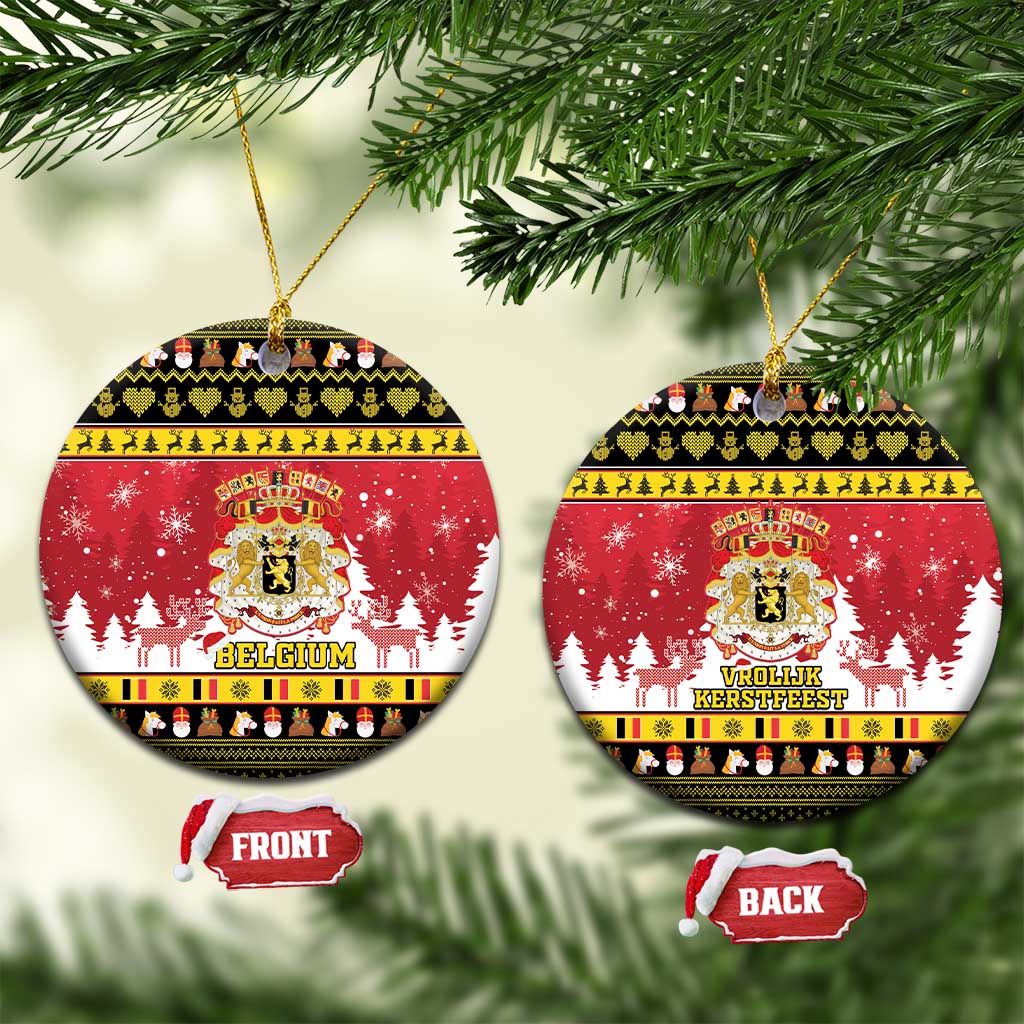Belgium Christmas Ceramic Ornament Coat Of Arms Vrolijk Kerstfeest LT15