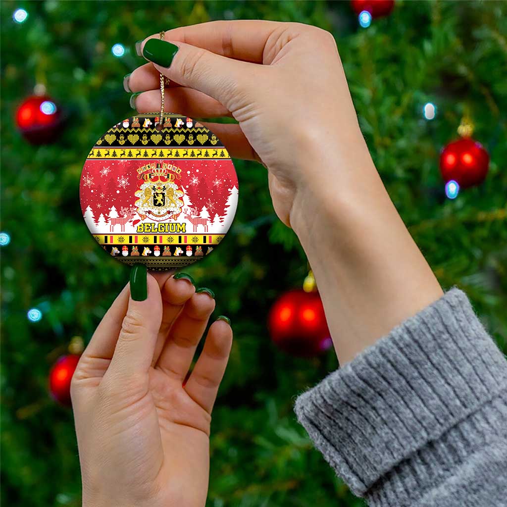 Belgium Christmas Ceramic Ornament Coat Of Arms Vrolijk Kerstfeest LT15