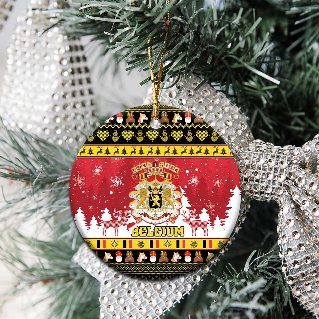 Belgium Christmas Ceramic Ornament Coat Of Arms Vrolijk Kerstfeest LT15